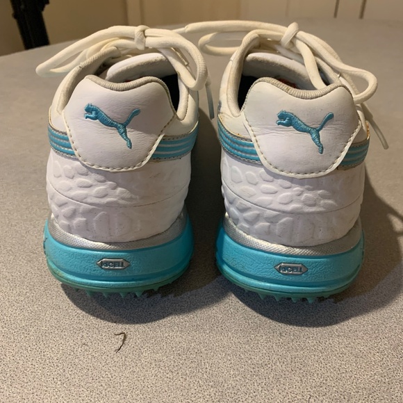 Puma White/Blue Leather Golf Shoes sz 8.5 - Picture 7 of 9